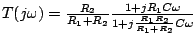 $T(j\omega)=\frac{R_{2}}{R_{1}+R_{2}}\frac{1+jR_{1}C\omega}{1+j\frac{R_{1}R_{2}}{R_{1}+R_{2}}C\omega}$
